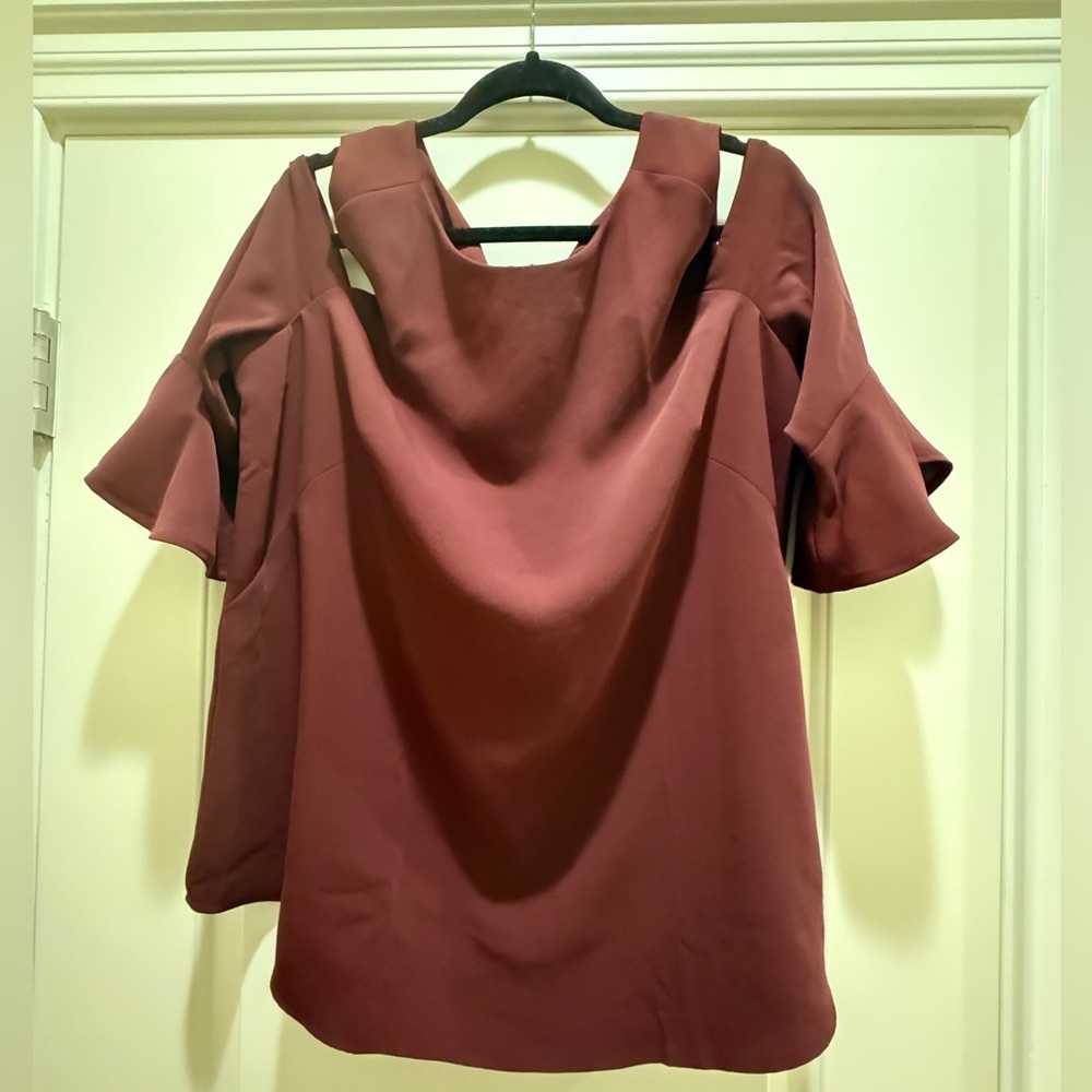 Ann Taylor Maroon cold /Off-Shoulder Blouse